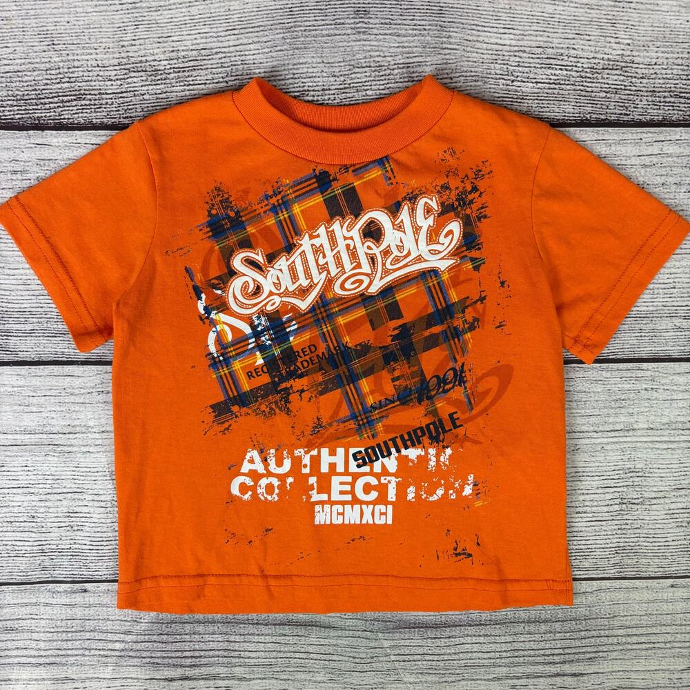 Y2k Southpole Authentic Collection Orange Graphic T-shirt